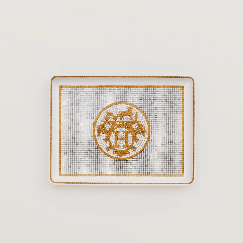 HERMES Mosaique au 24 gold tray, small model logo